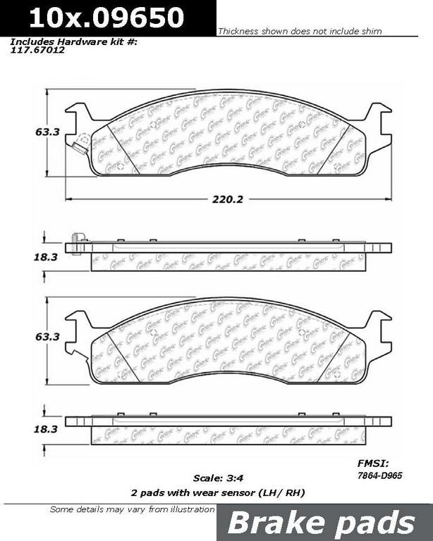 Stoptech Centric Centric Premium Ceramic Brake Pads 301.09650