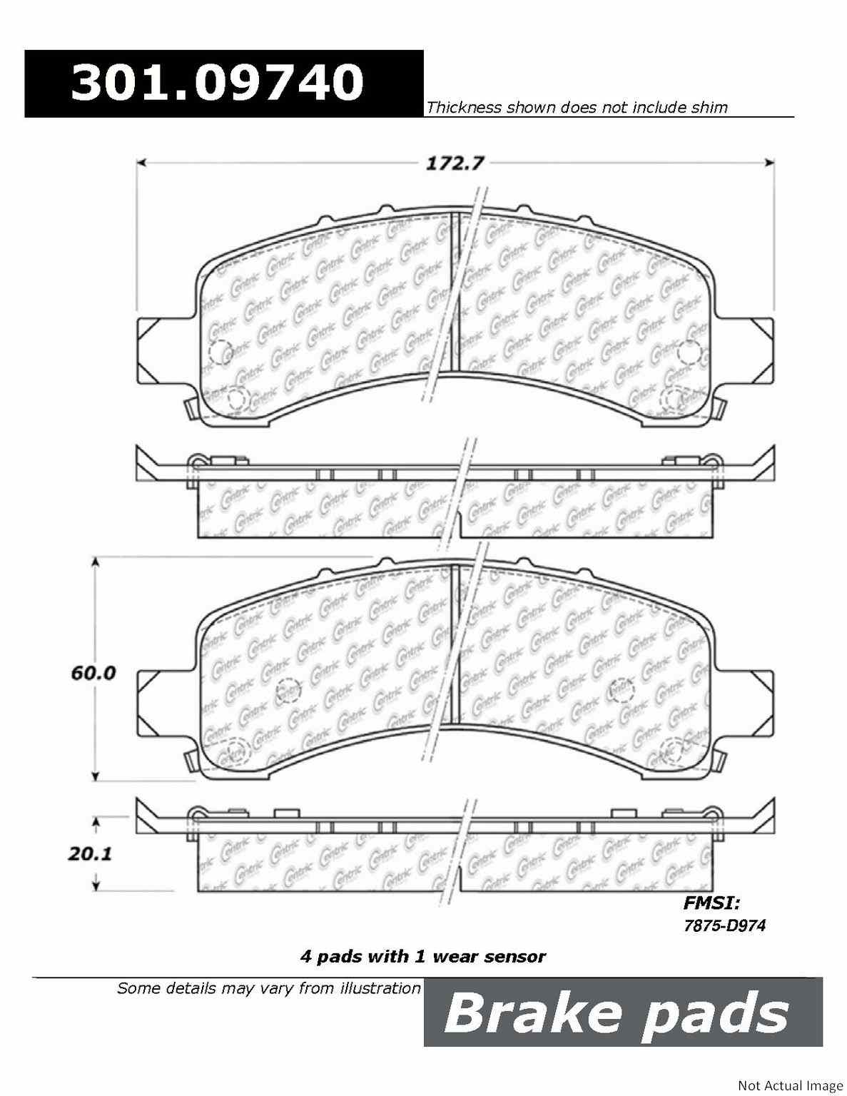 Stoptech Centric Centric Premium Ceramic Brake Pads 301.09740