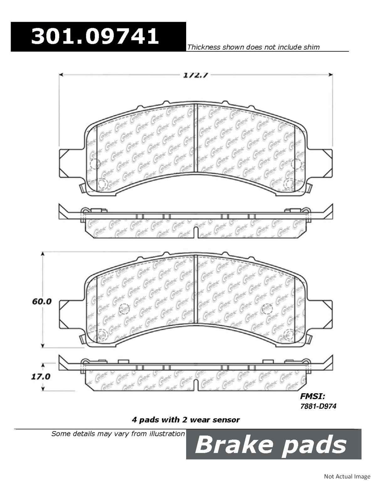 Stoptech Centric Centric Premium Ceramic Brake Pads 301.09741