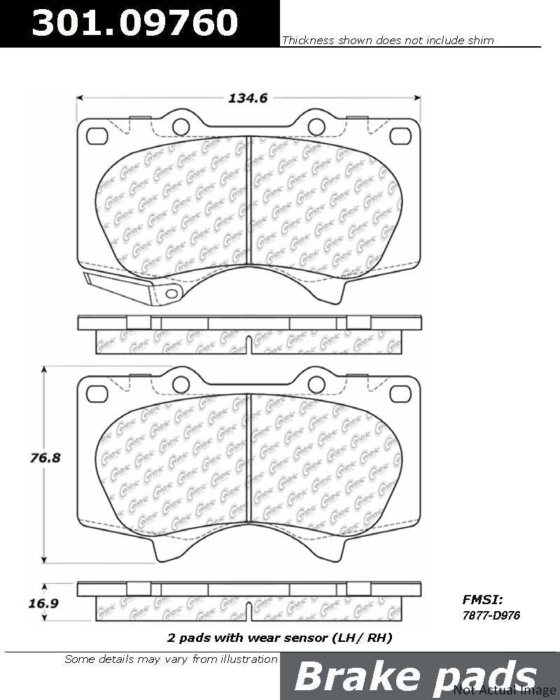 Stoptech Centric 03-09 Lexus GX470 / 07-09 Toyota FJ Cruiser Front Centric Premium Ceramic Brake Pads 301.09760