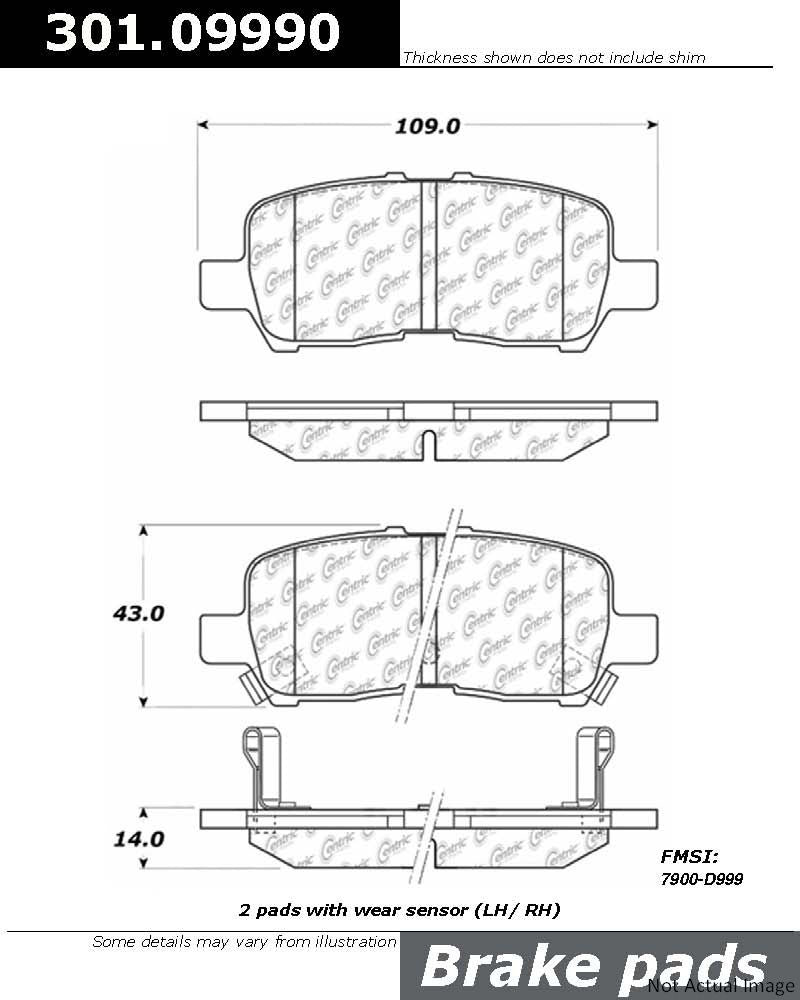 Stoptech Centric Centric Premium Ceramic Brake Pads 301.09990