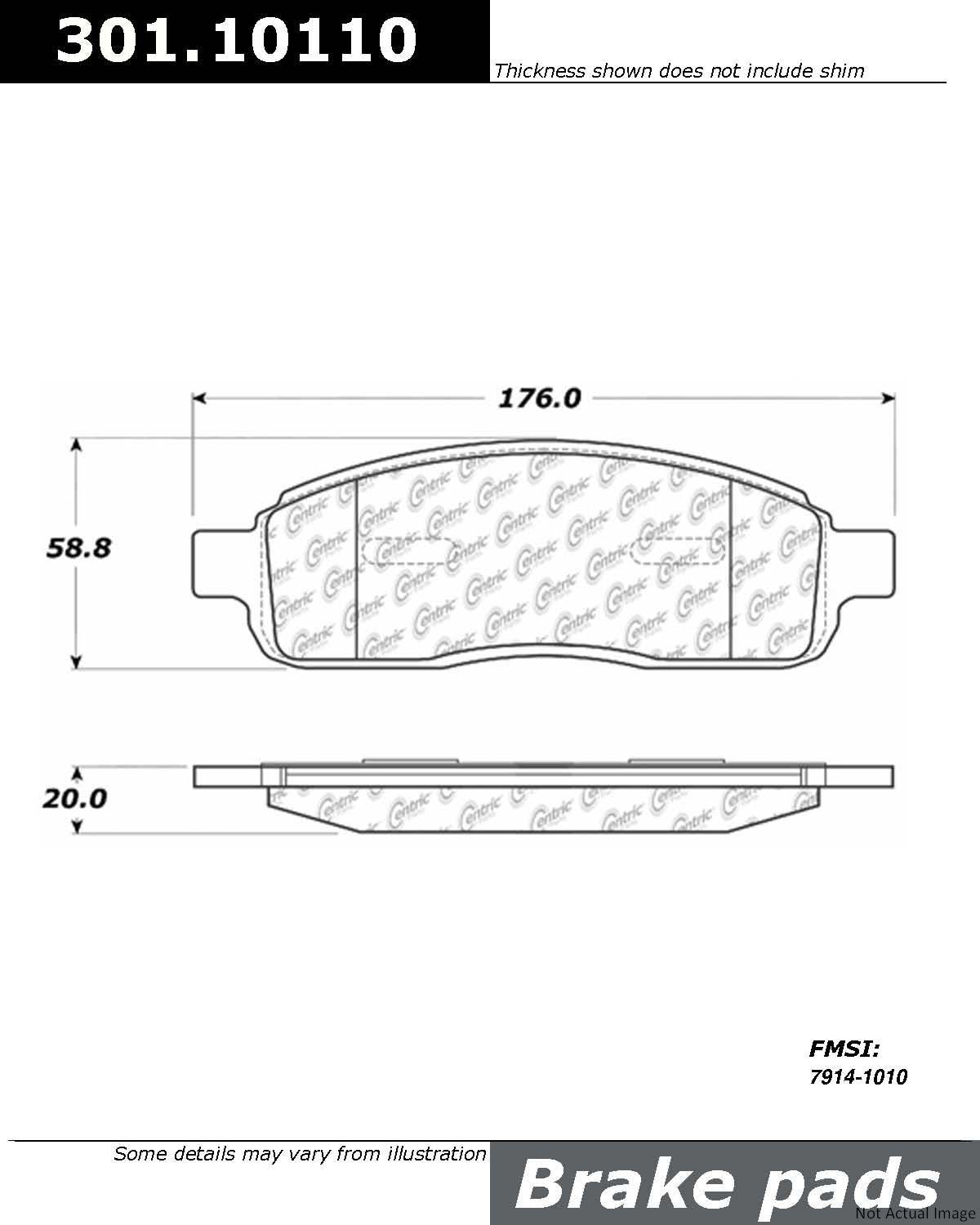 Stoptech Centric Centric Premium Ceramic Brake Pads 301.10110