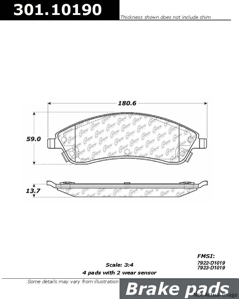 Stoptech Centric Centric Premium Ceramic Brake Pads 301.10190