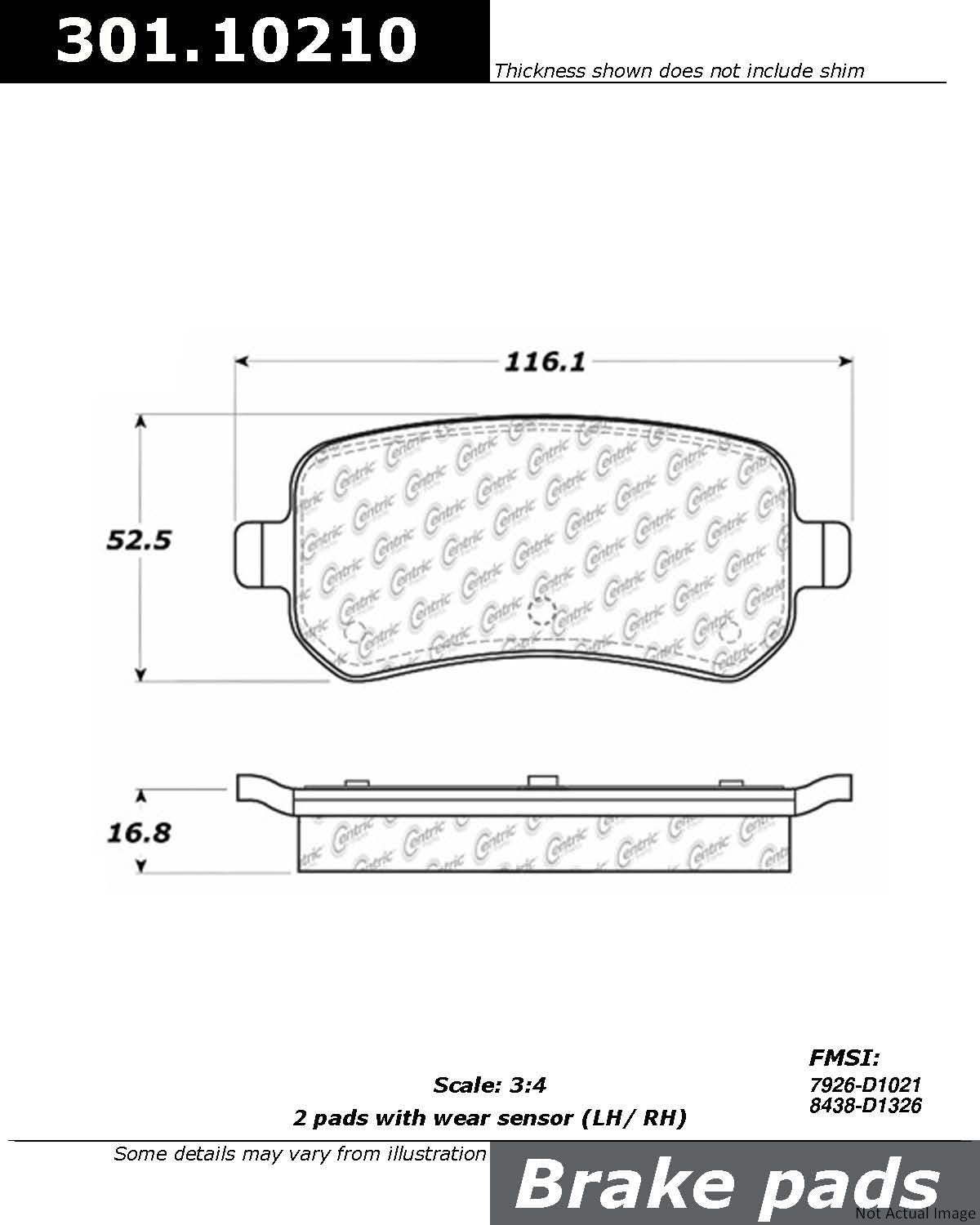 Stoptech Centric 08-10 Dodge Caravan/Grand Caravan Rear Centric Premium Ceramic Brake Pads 301.10210