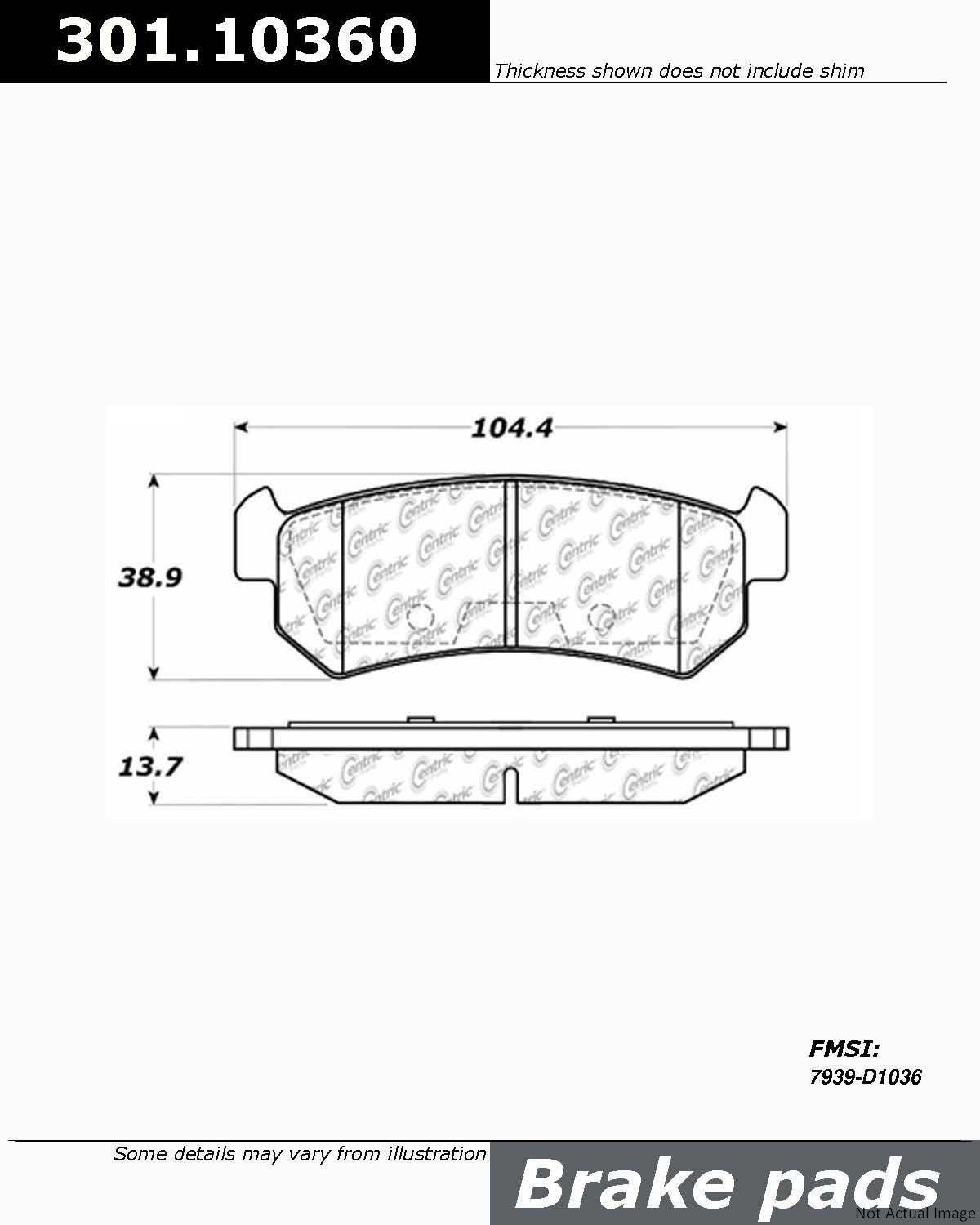 Stoptech Centric Centric Premium Ceramic Brake Pads 301.10360