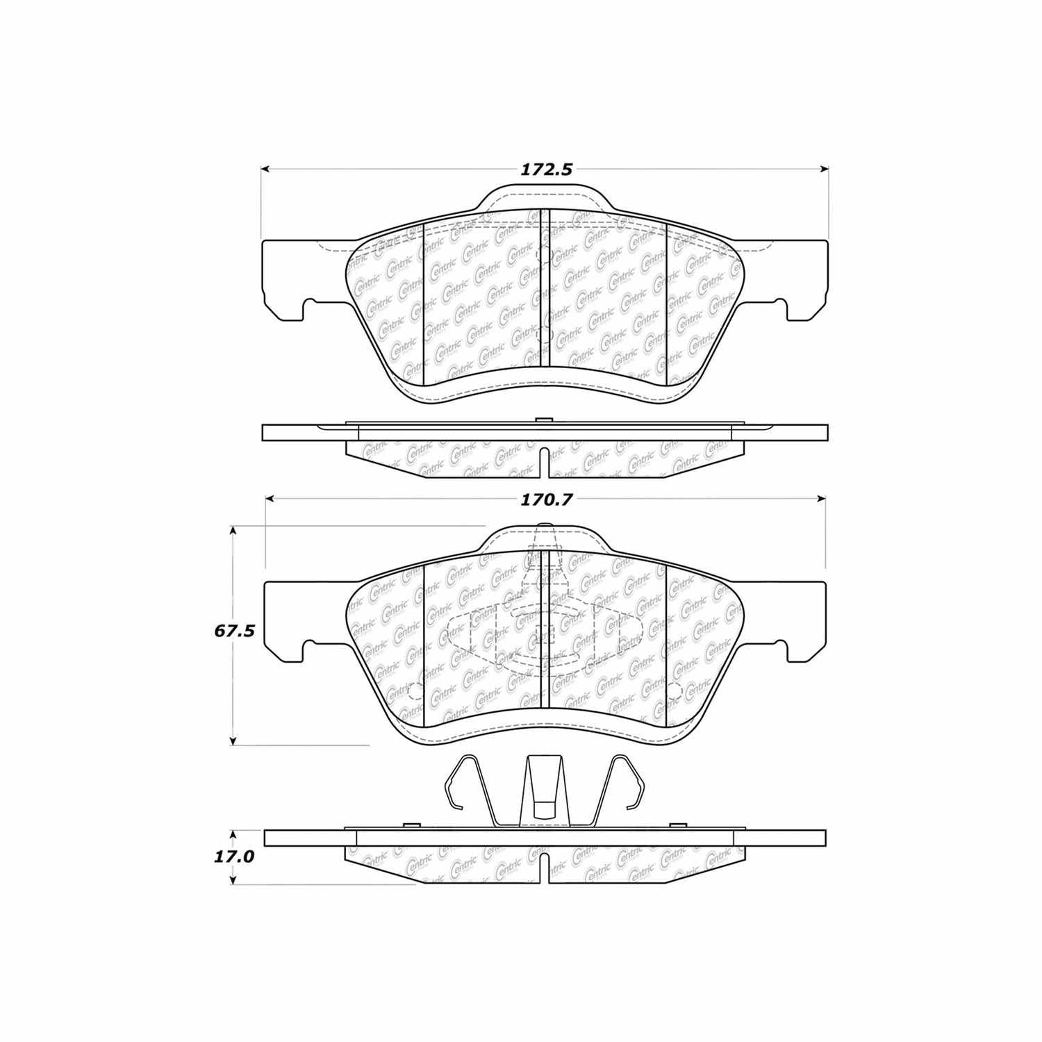 centric parts premium ceramic brake pads with shims and hardware  frsport 301.10471