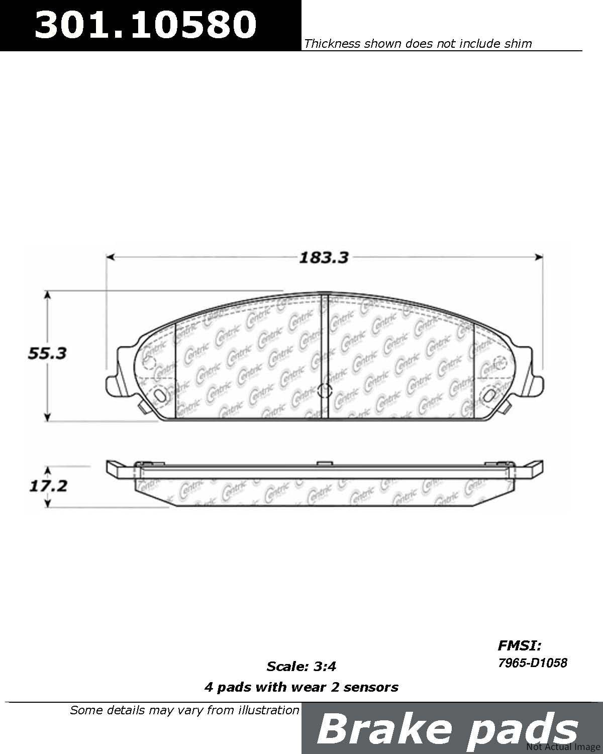 Stoptech Centric Centric Premium Ceramic Brake Pads 301.10580