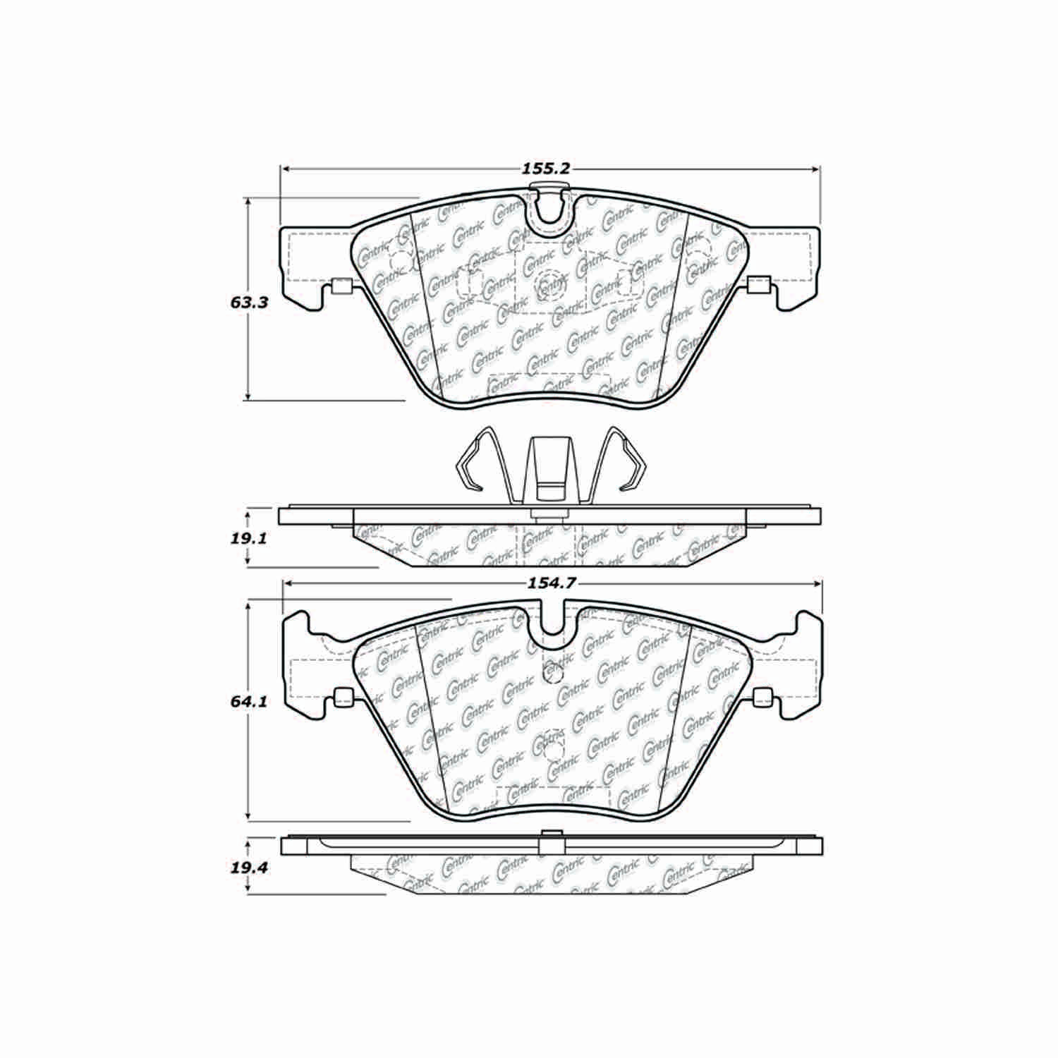 centric parts premium ceramic brake pads with shims and hardware  frsport 301.10611