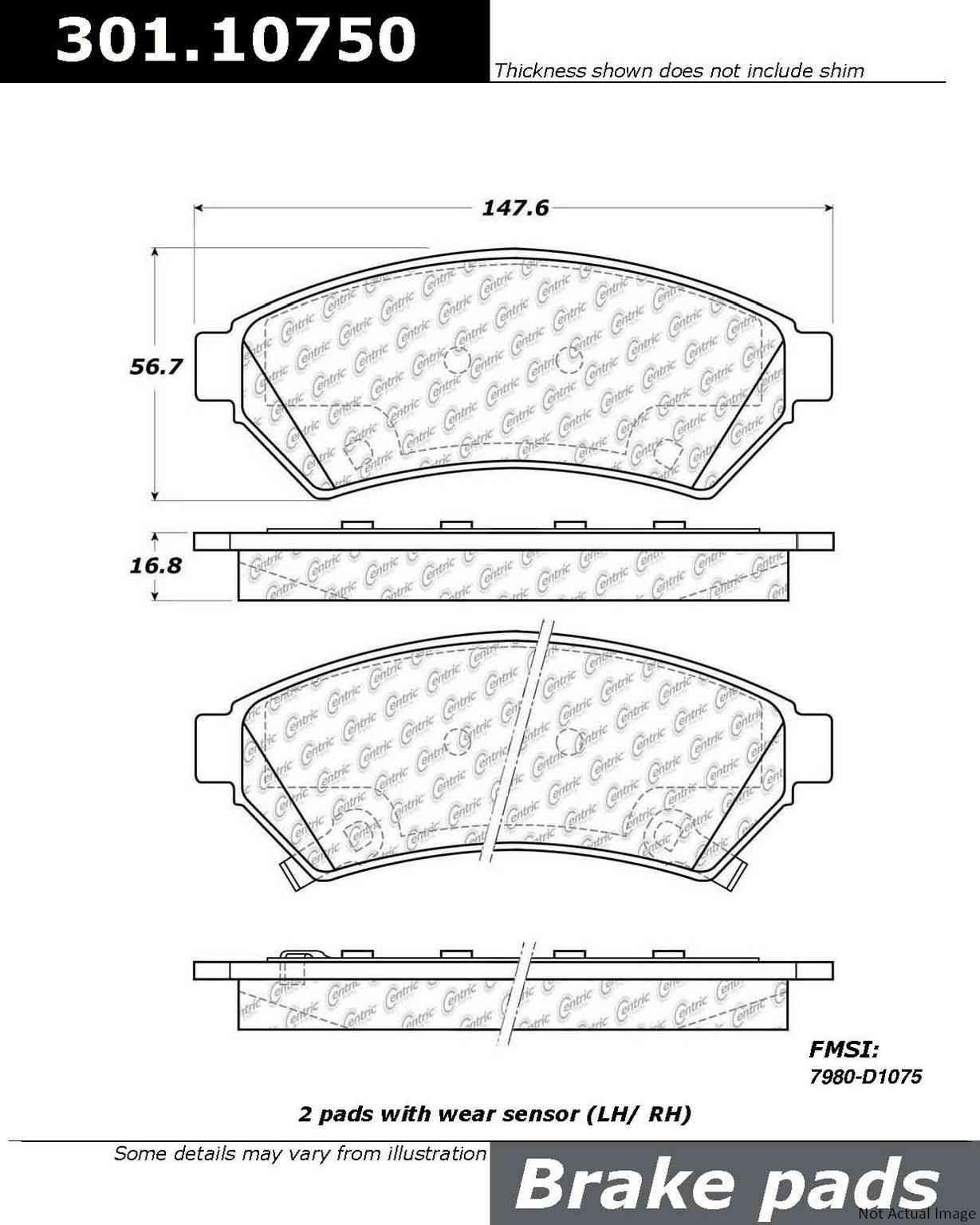 Stoptech Centric Centric Premium Ceramic Brake Pads 301.10750