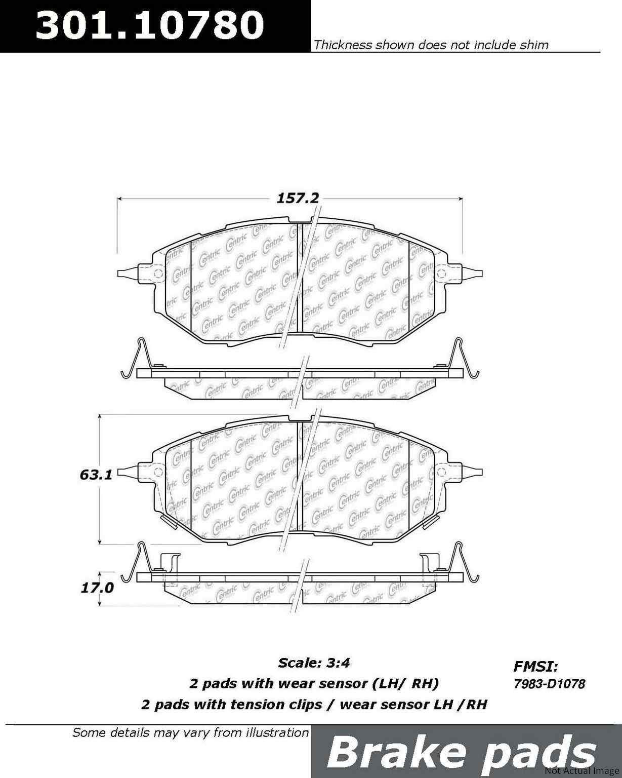 Stoptech Centric 05-09 Subaru Legacy 2.5 GT Front Centric Premium Ceramic Brake Pads 301.10780