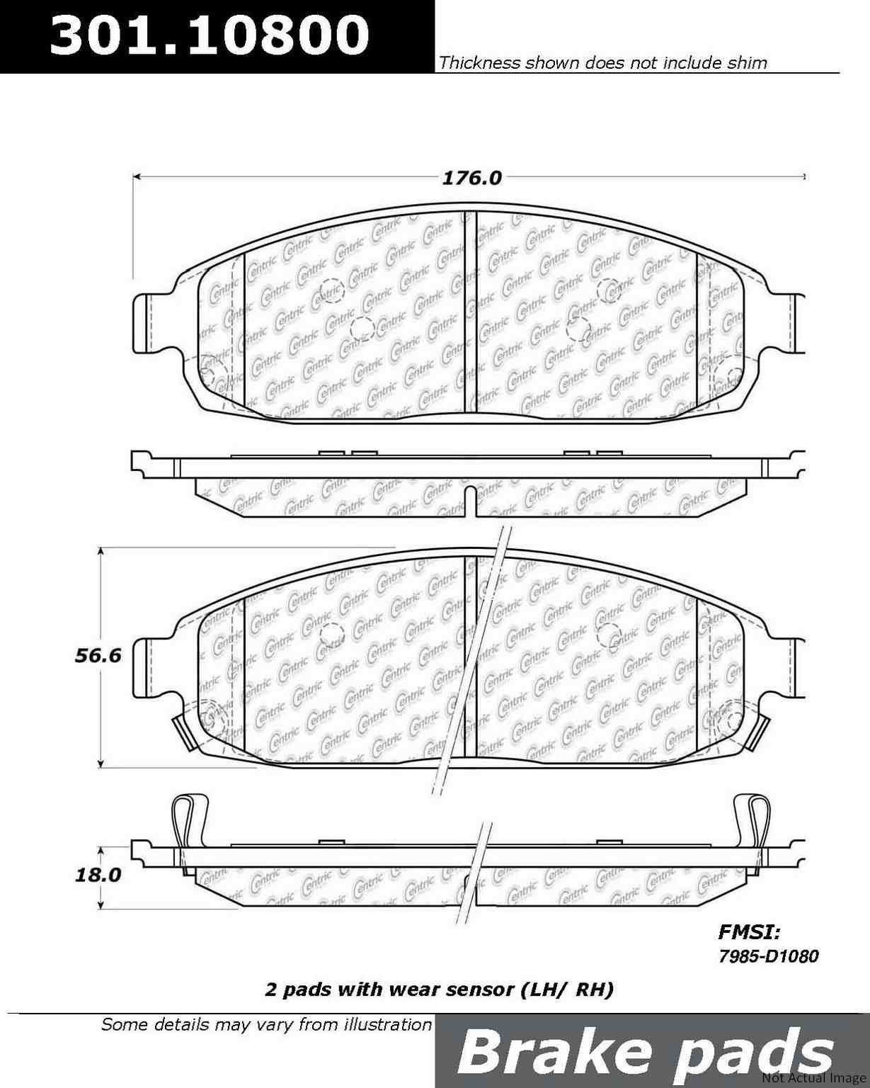 Stoptech Centric Centric Premium Ceramic Brake Pads 301.10800