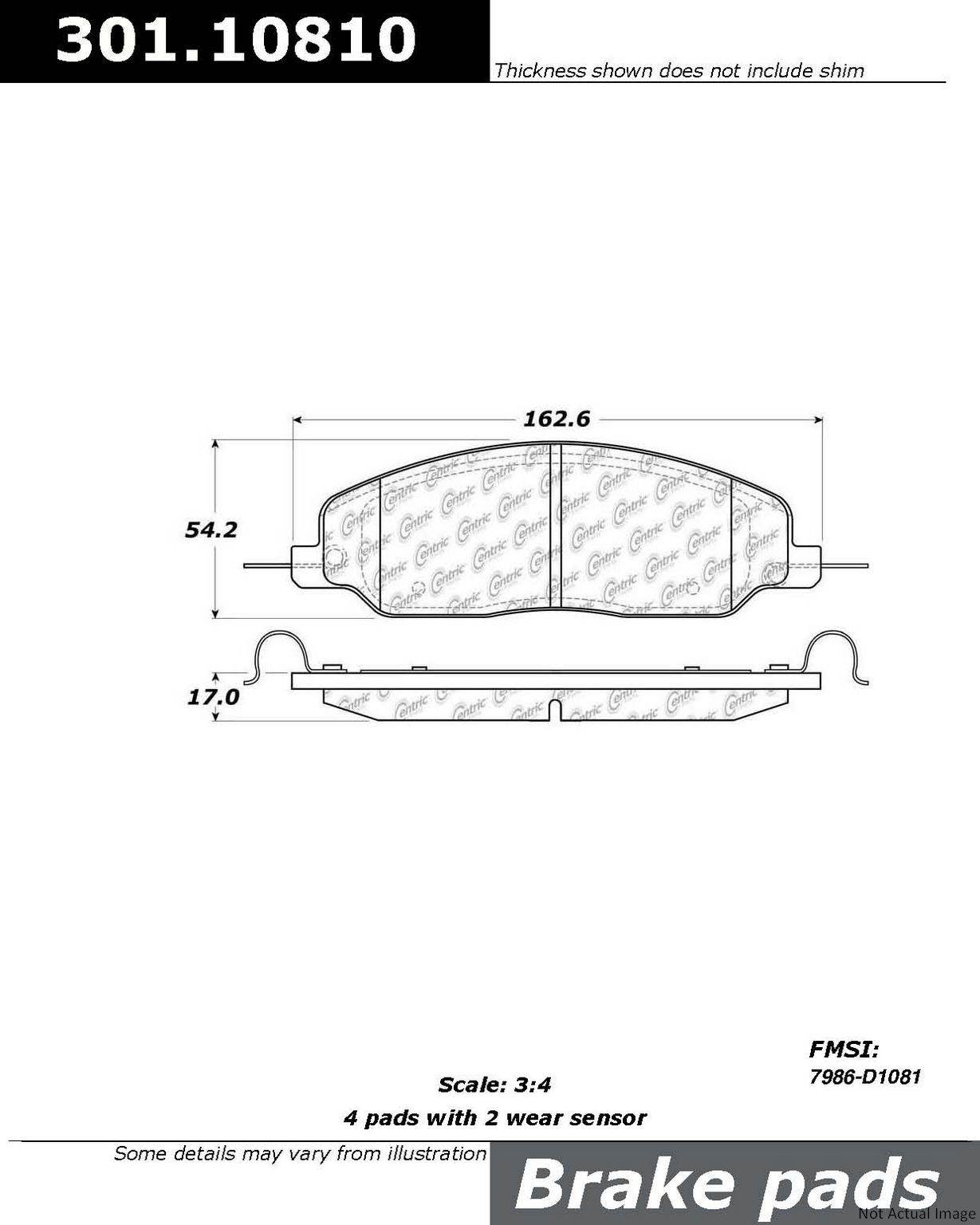 Stoptech Centric Centric Premium Ceramic Brake Pads 301.10810