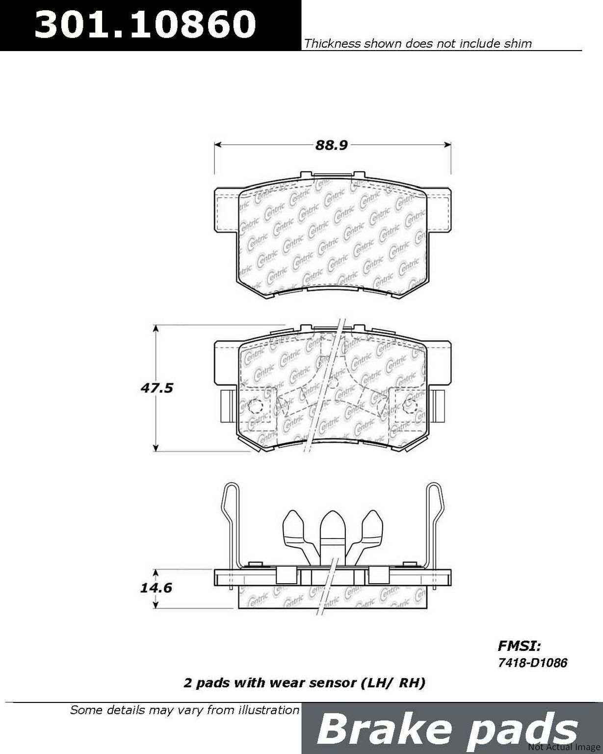 Stoptech Centric Centric Premium Ceramic Brake Pads 301.10860