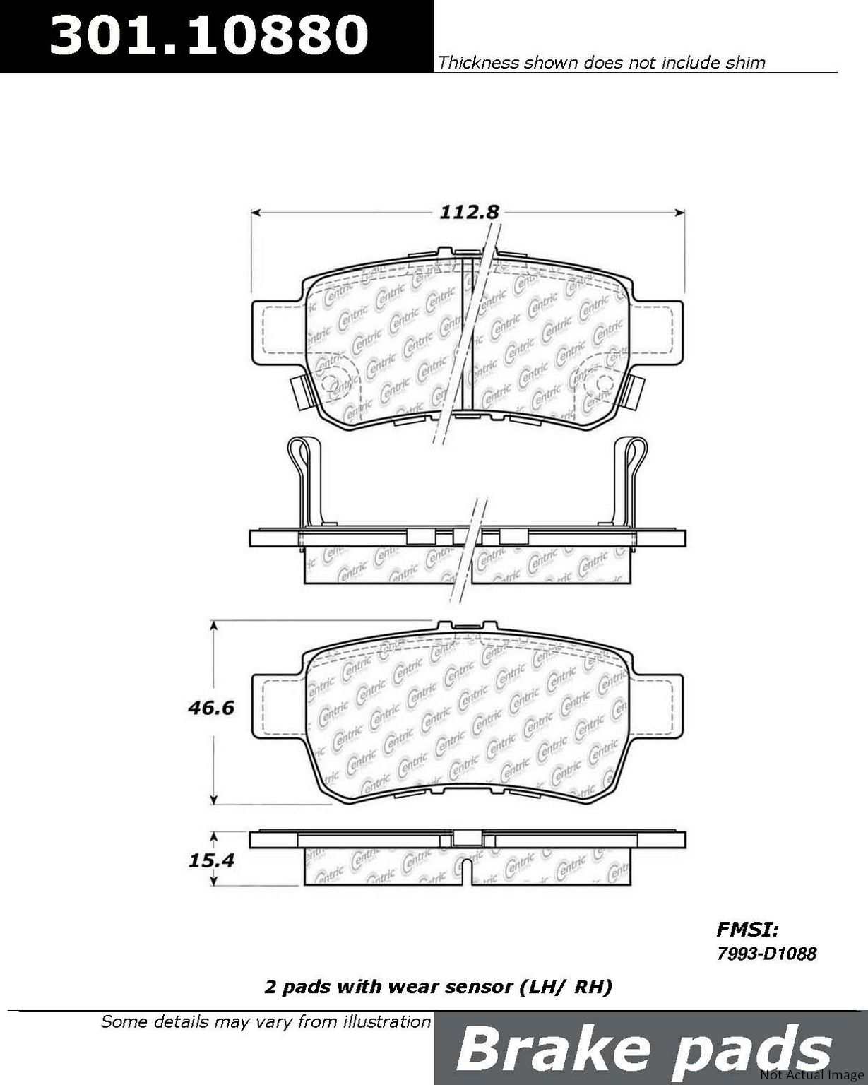 Stoptech Centric Centric Premium Ceramic Brake Pads 301.10880