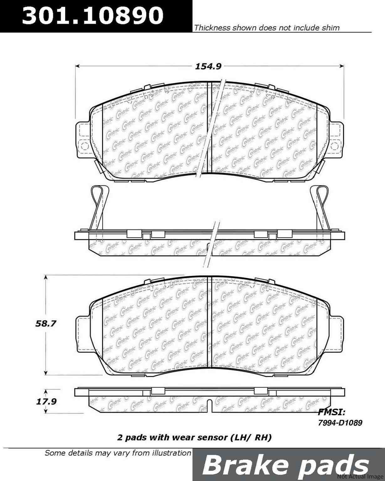 Stoptech Centric 05-10 Honda Odyssey Front Centric Premium Ceramic Brake Pads 301.10890