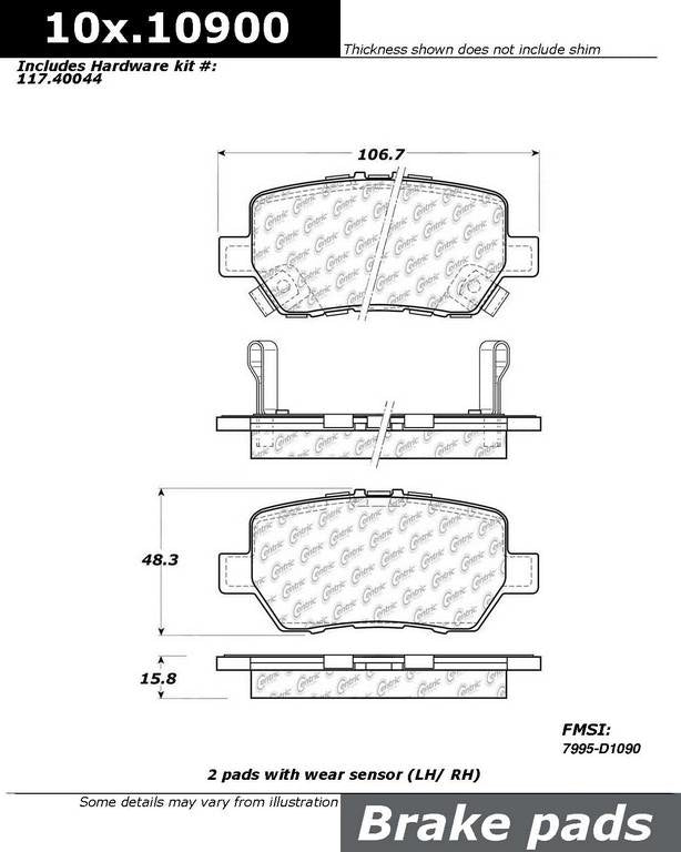 Stoptech Centric Centric Premium Ceramic Brake Pads 301.10900