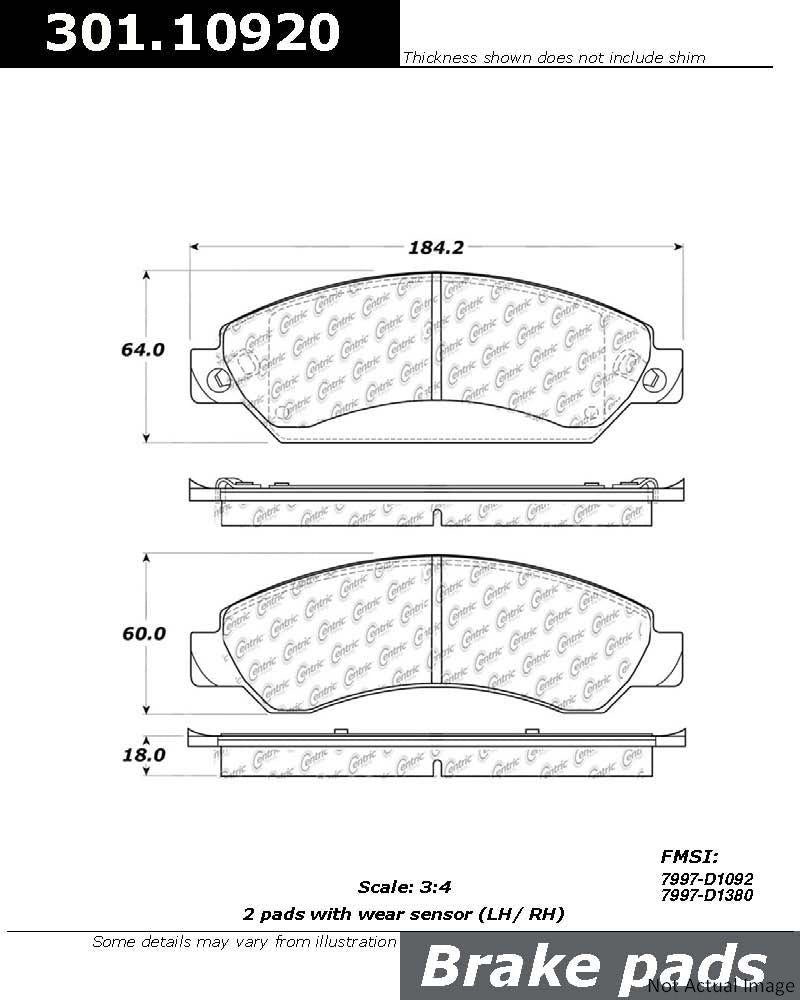 Stoptech Centric 07 Cadillac Escalade/Avalanche Front Centric Premium Ceramic Brake Pads 301.10920