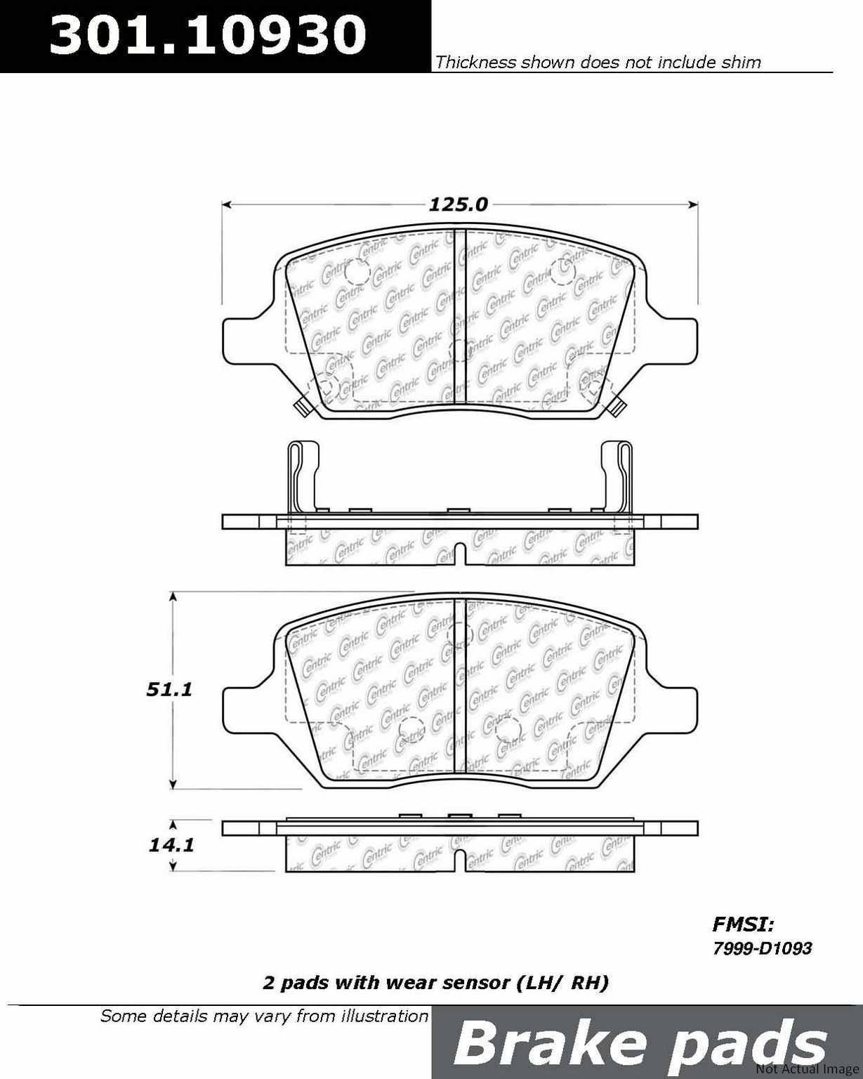 Stoptech Centric Centric Premium Ceramic Brake Pads 301.10930