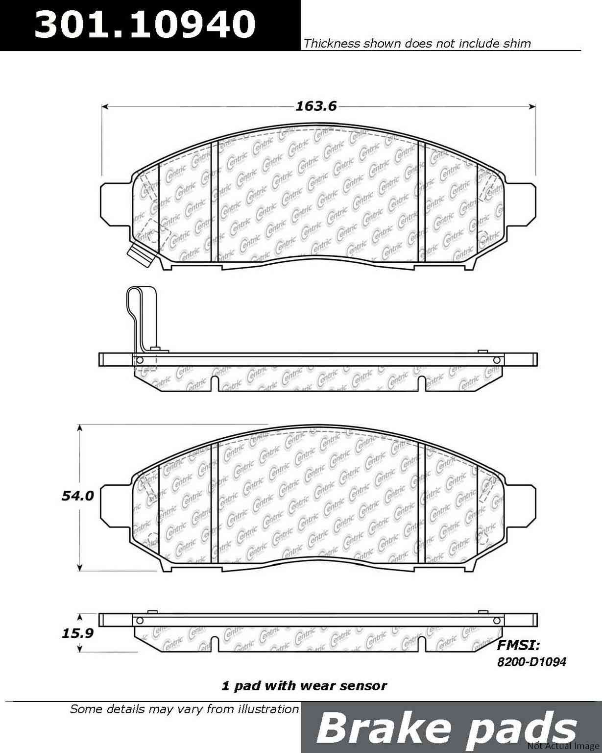 Stoptech Centric Premium Ceramic Brake Pads 301.10940