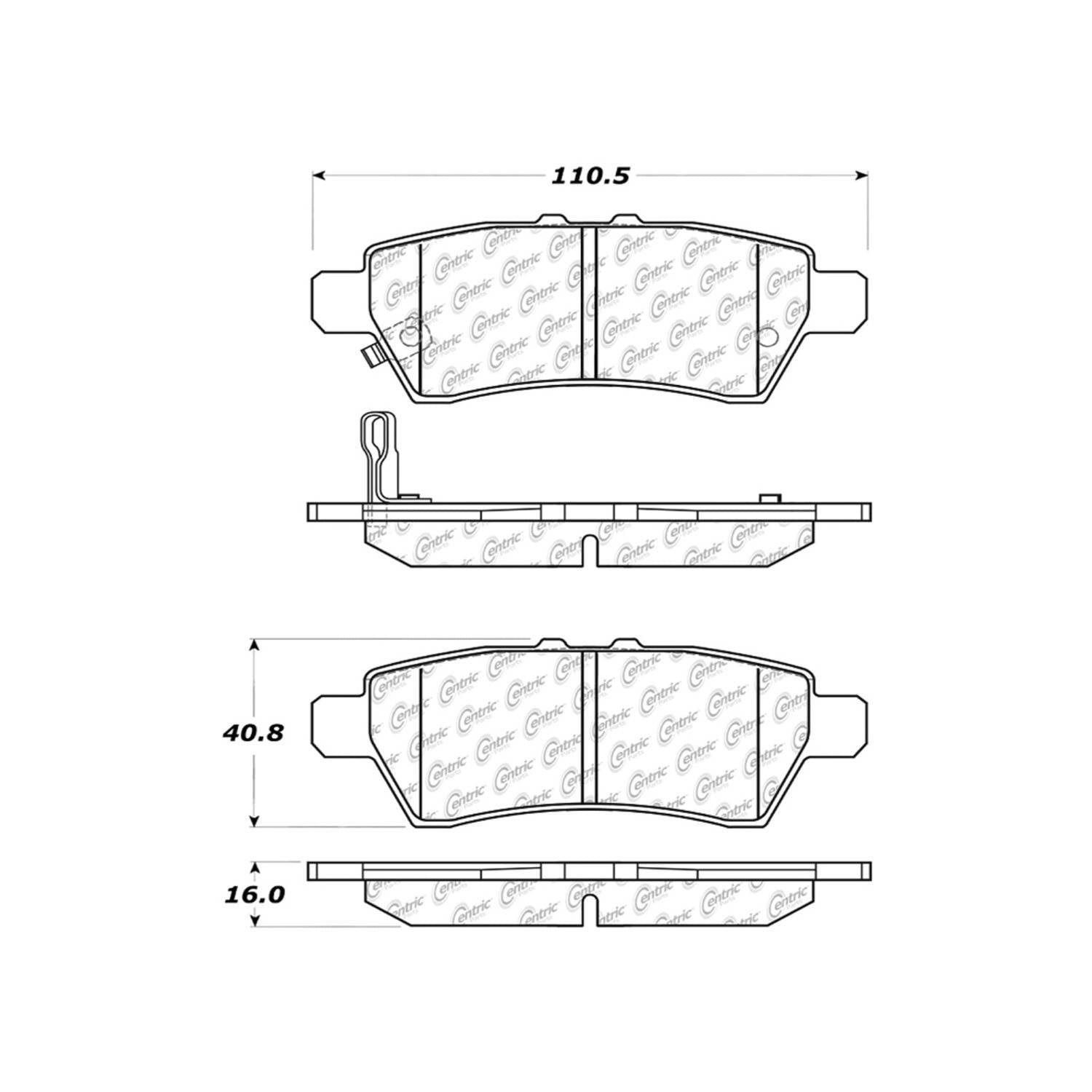 centric parts premium ceramic brake pads with shims and hardware  frsport 301.11010