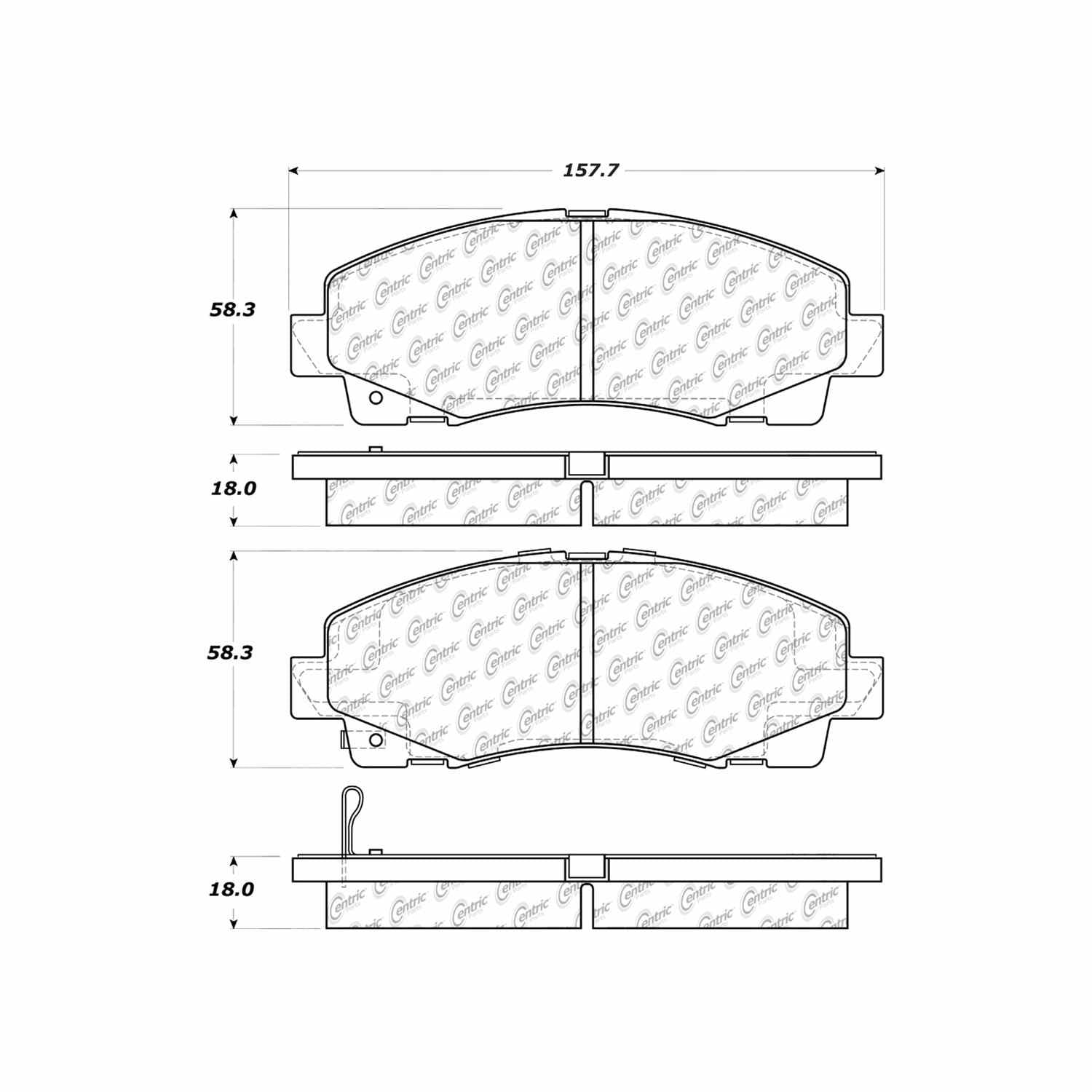 centric parts premium ceramic brake pads with shims and hardware  frsport 301.11020