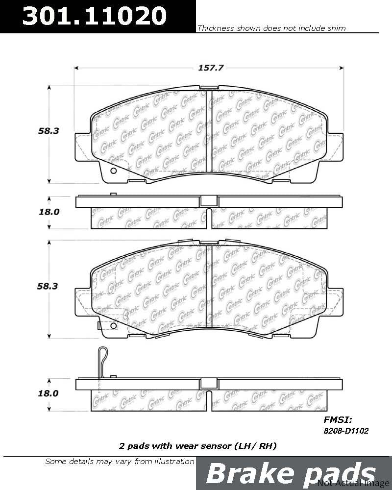 Stoptech Centric Centric Premium Ceramic Brake Pads 301.11020