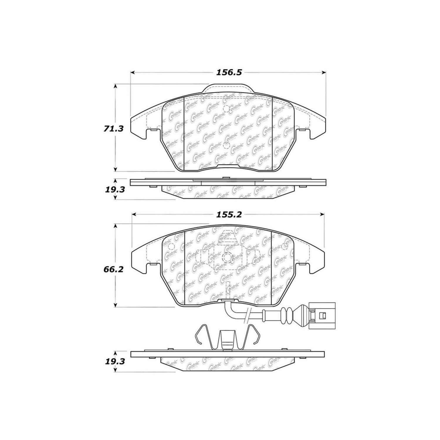 centric parts premium ceramic brake pads with shims and hardware  frsport 301.11070