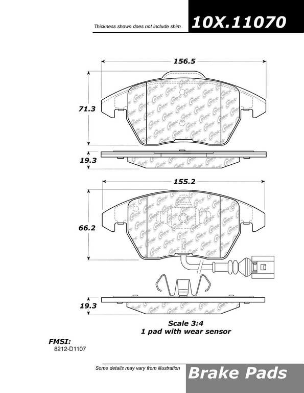 Stoptech Centric Centric Premium Ceramic Brake Pads 301.11070