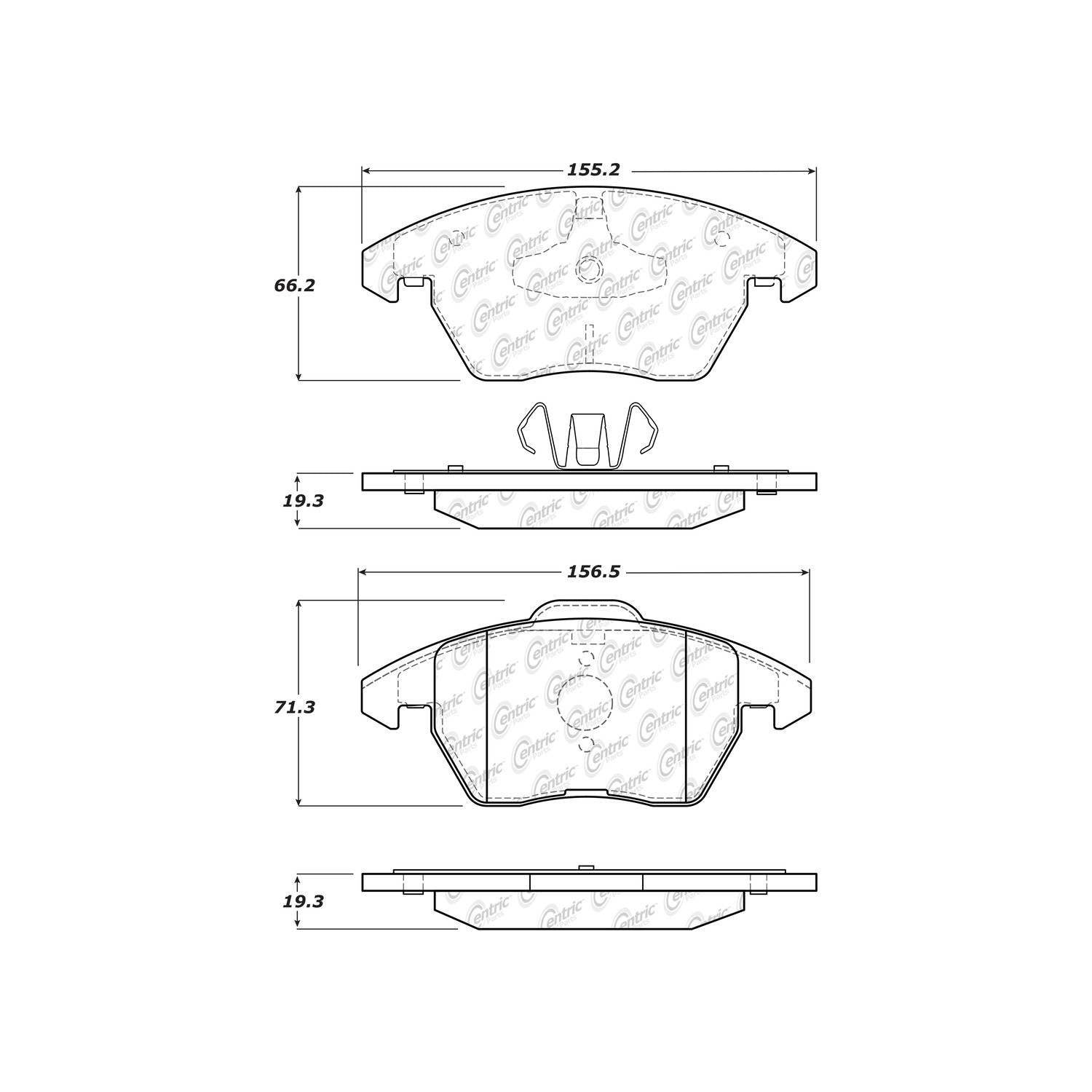 centric parts premium ceramic brake pads with shims and hardware  frsport 301.11072