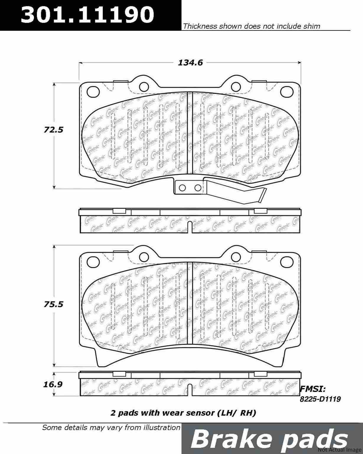 Stoptech Centric Centric Premium Ceramic Brake Pads 301.11190