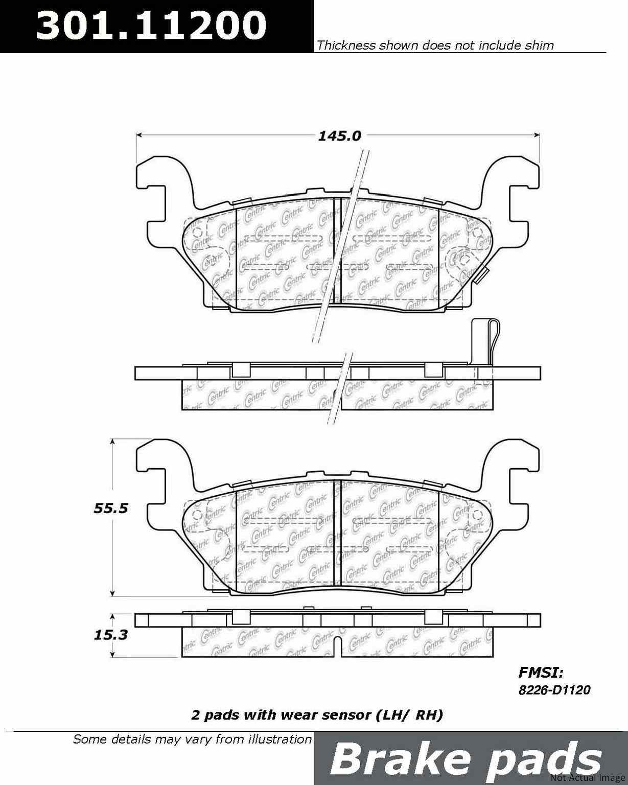 Stoptech Centric Centric Premium Ceramic Brake Pads 301.11200