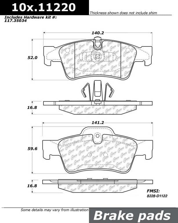 Stoptech Centric Centric Premium Ceramic Brake Pads 301.11220