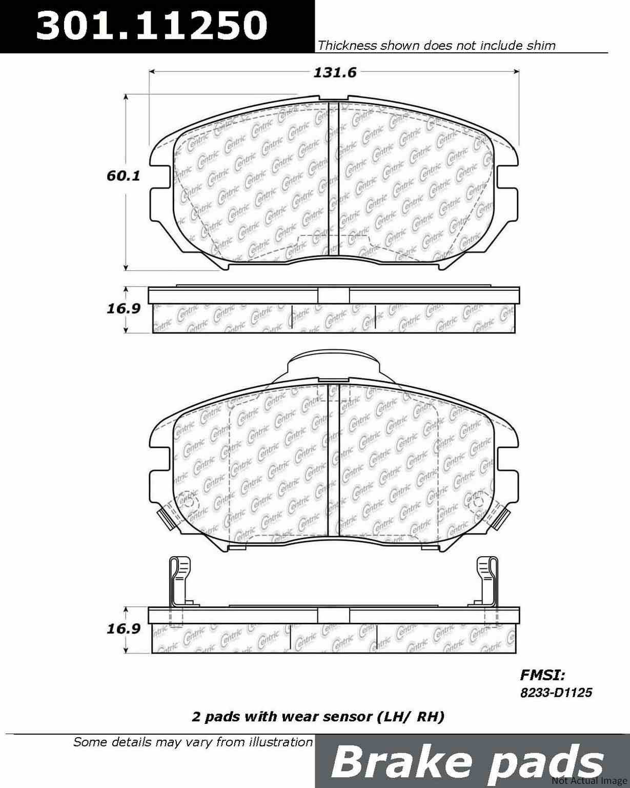 Stoptech Centric Centric Premium Ceramic Brake Pads 301.11250