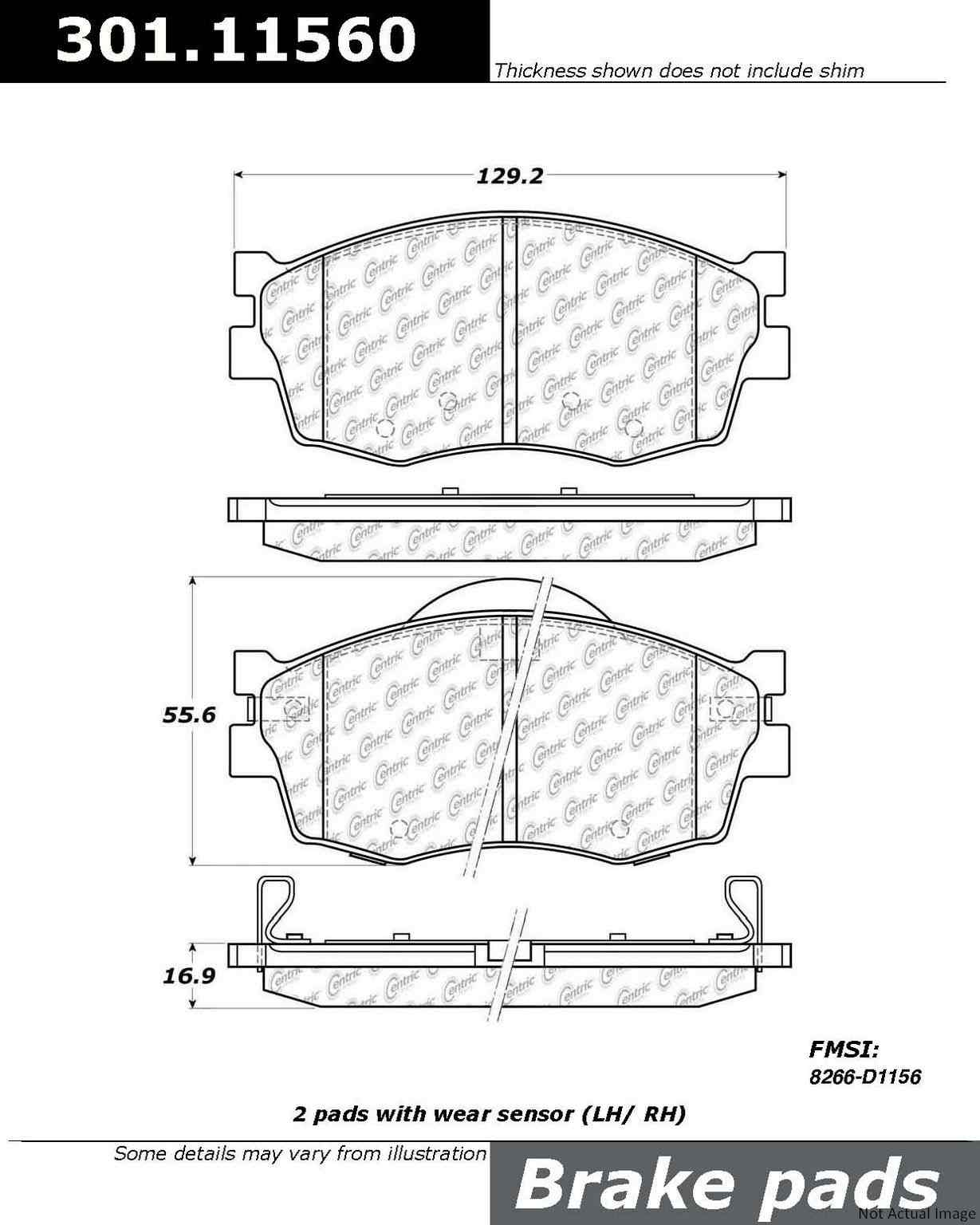 Stoptech Centric Centric Premium Ceramic Brake Pads 301.11560