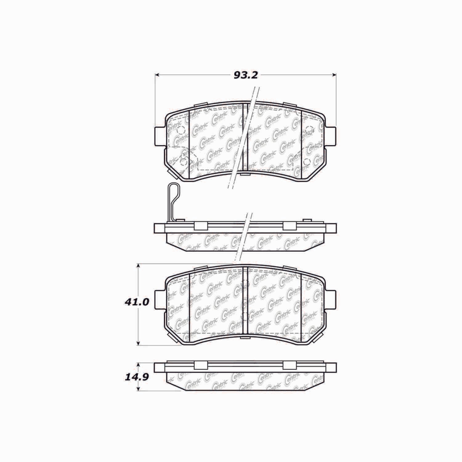 centric parts premium ceramic brake pads with shims and hardware  frsport 301.11570