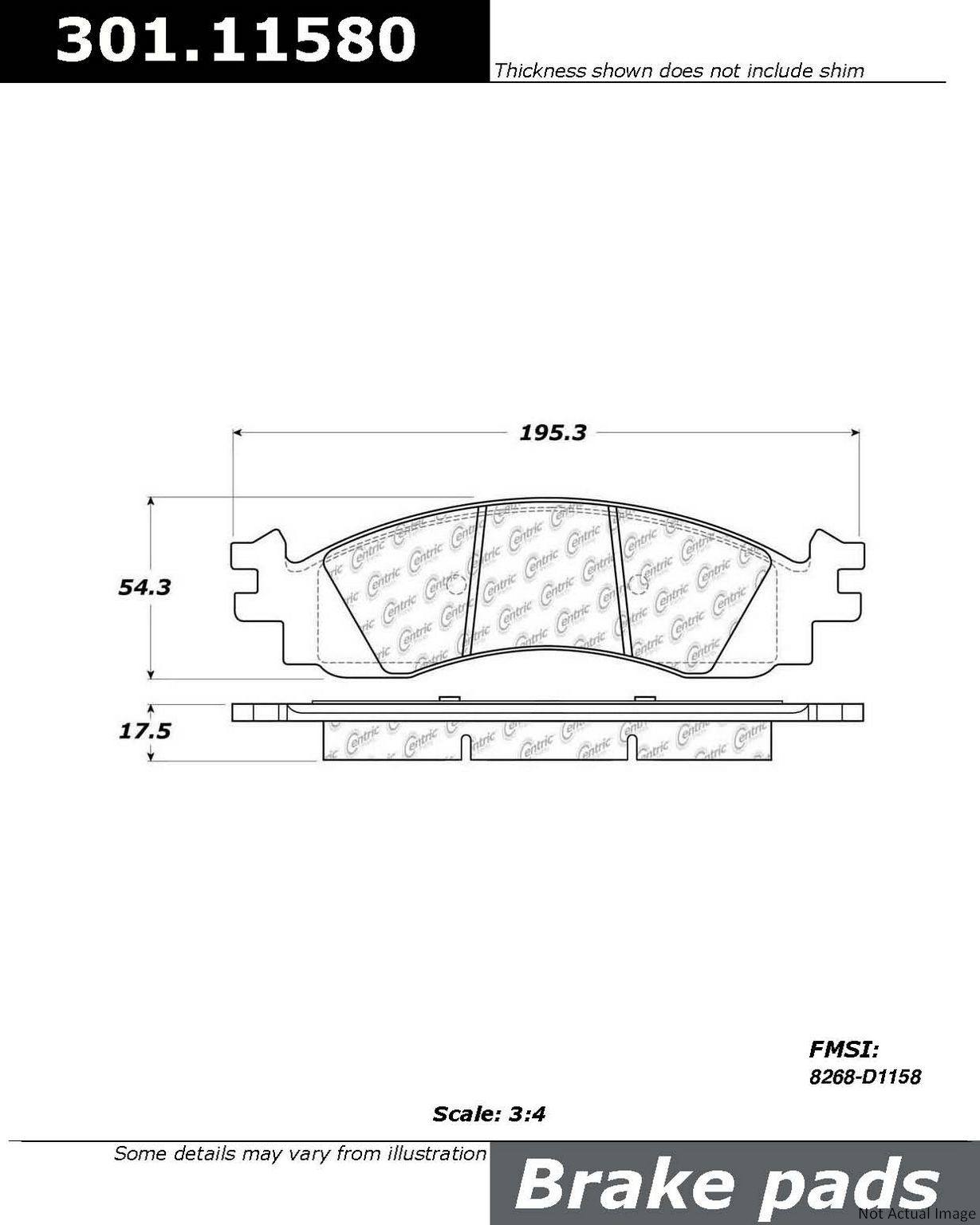 Stoptech Centric Centric Premium Ceramic Brake Pads 301.11580