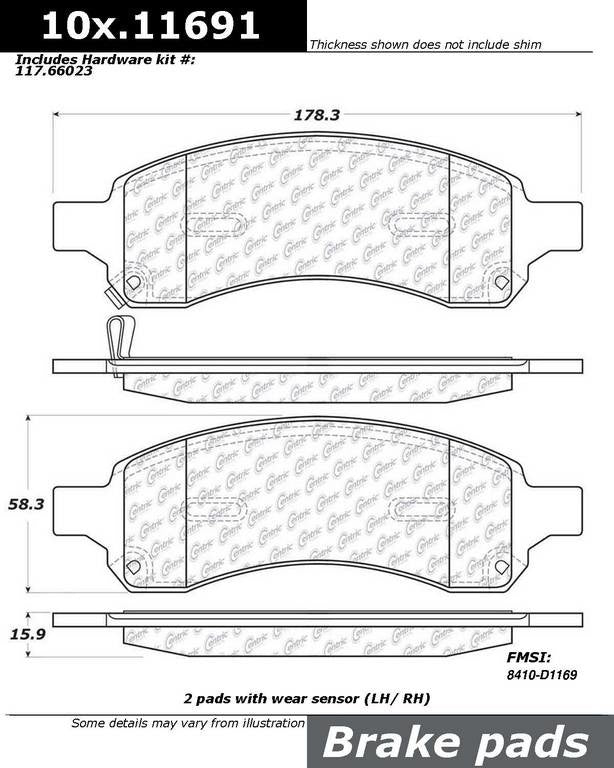 Stoptech Centric Centric Premium Ceramic Brake Pads 301.11691