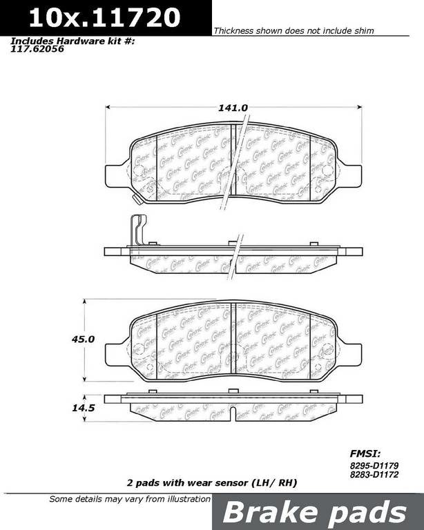 Stoptech Centric Centric Premium Ceramic Brake Pads 301.11720