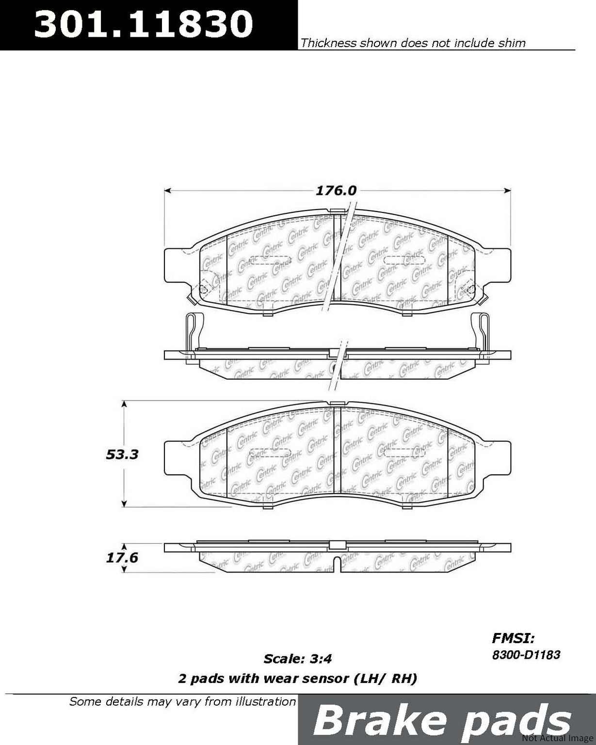 Stoptech Centric Centric Premium Ceramic Brake Pads 301.11830