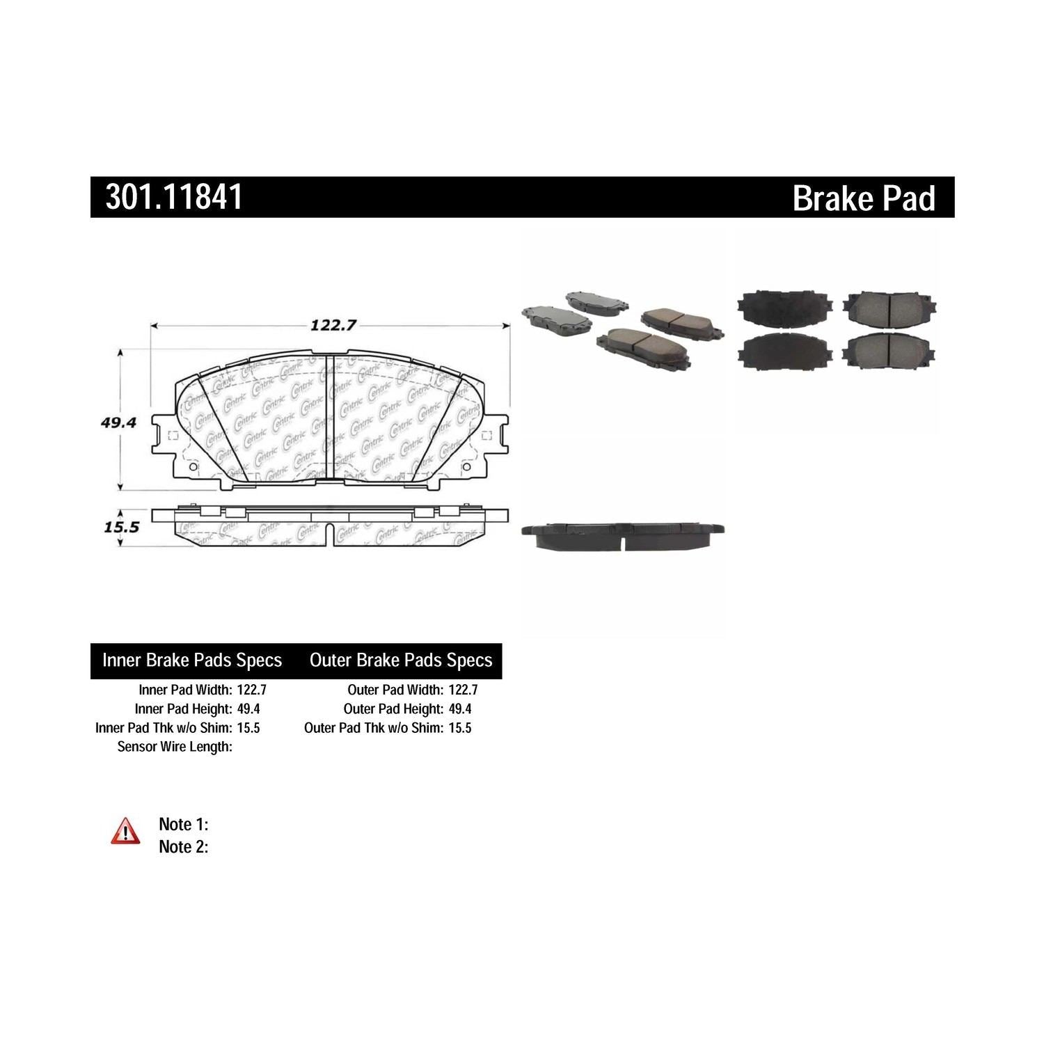 centric parts premium ceramic brake pads with shims and hardware  frsport 301.11841