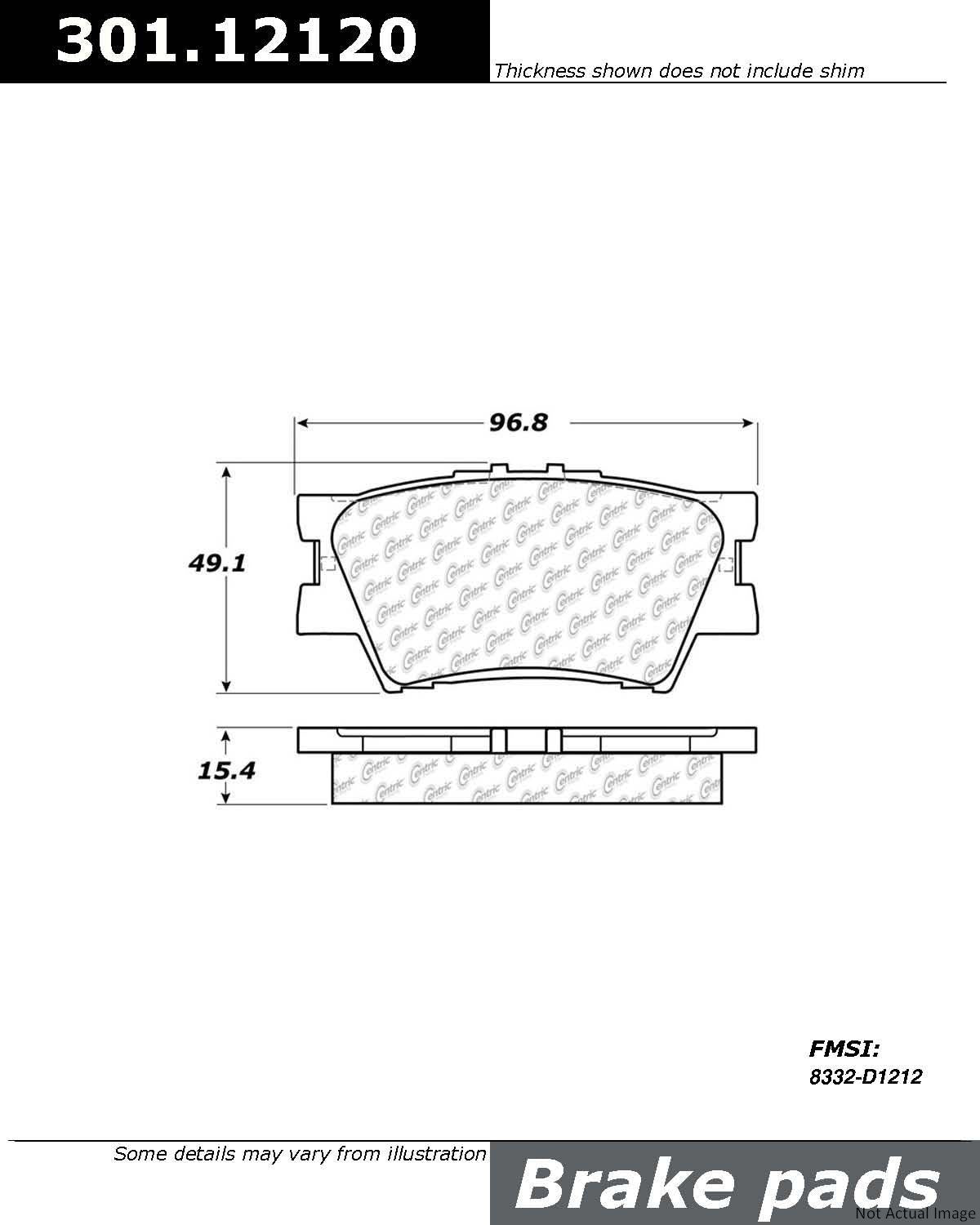 Stoptech Centric 07-09 Toyota Camry / 06-09 Rav 4 Rear Centric Premium Ceramic Brake Pads 301.12120