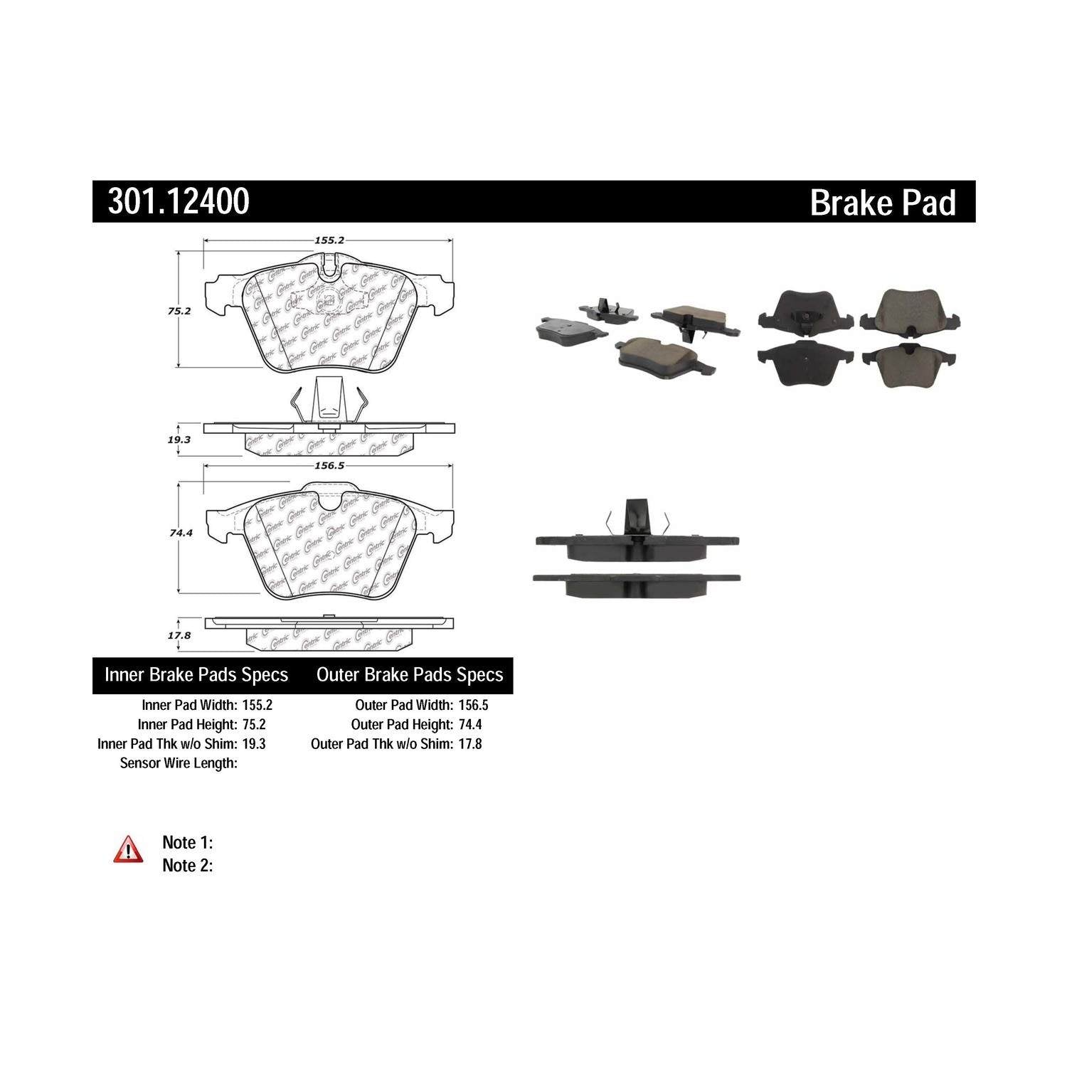 centric parts premium ceramic brake pads with shims and hardware  frsport 301.12400