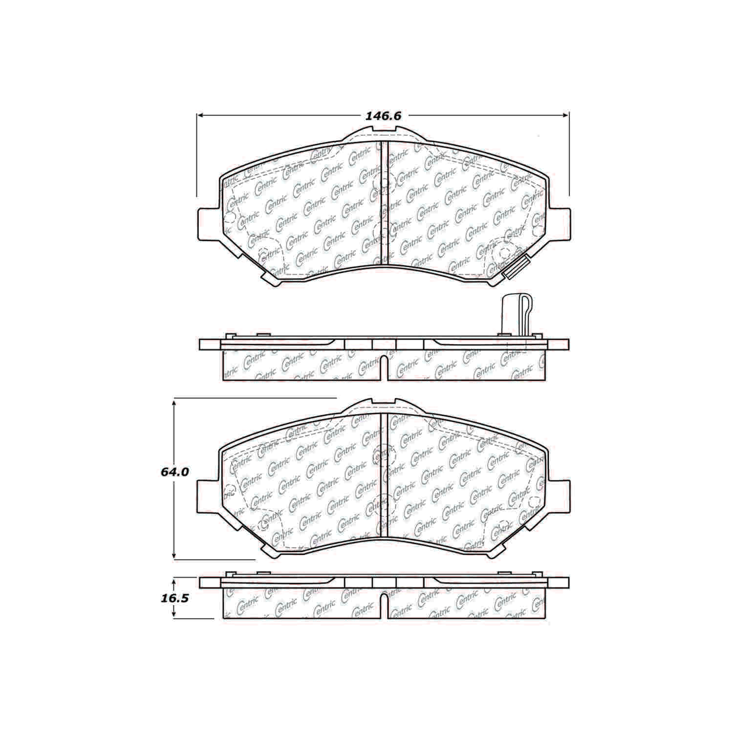 centric parts premium ceramic brake pads with shims and hardware  frsport 301.12730