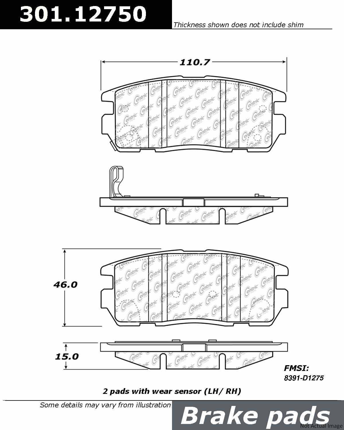 Stoptech Centric Centric Premium Ceramic Brake Pads 301.12750