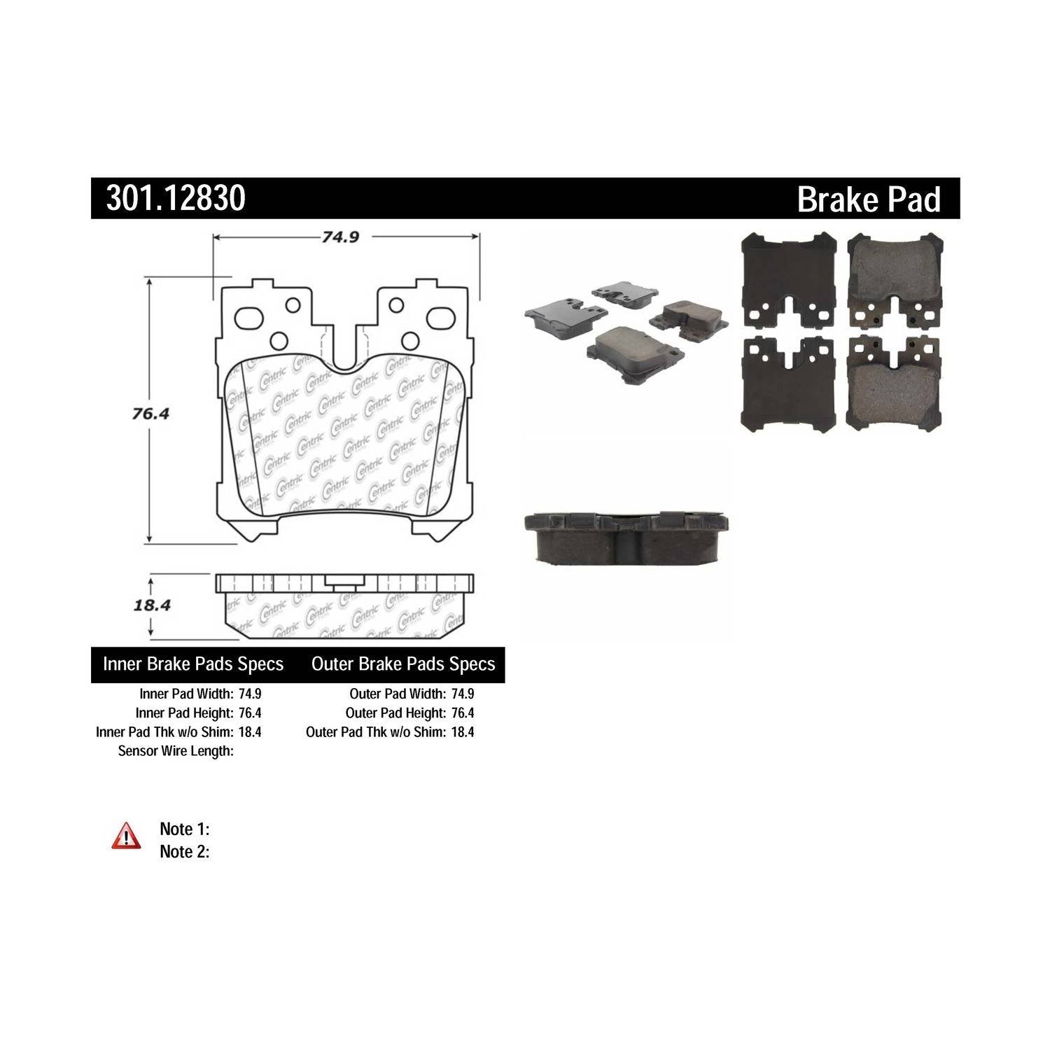 centric parts premium ceramic brake pads with shims and hardware  frsport 301.12830