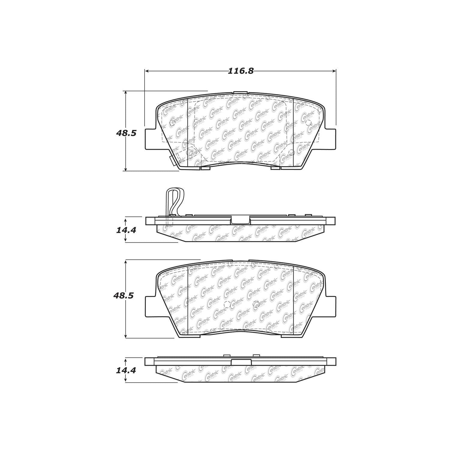 centric parts premium ceramic brake pads with shims and hardware  frsport 301.12842