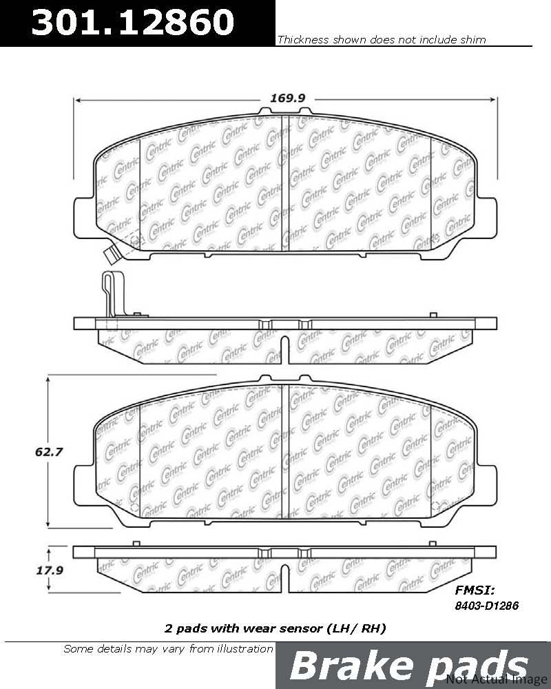 Stoptech Centric Centric Premium Ceramic Brake Pads 301.12860