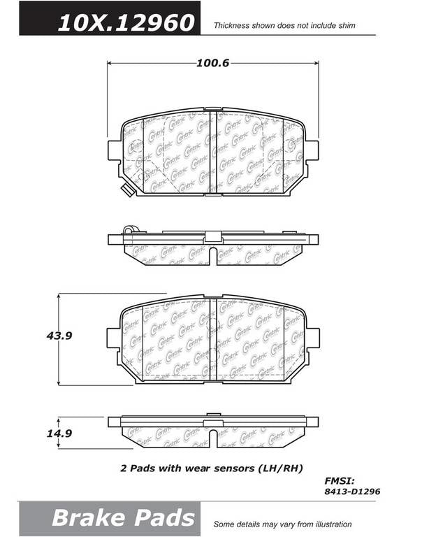 Stoptech Centric Centric Premium Ceramic Brake Pads 301.12960