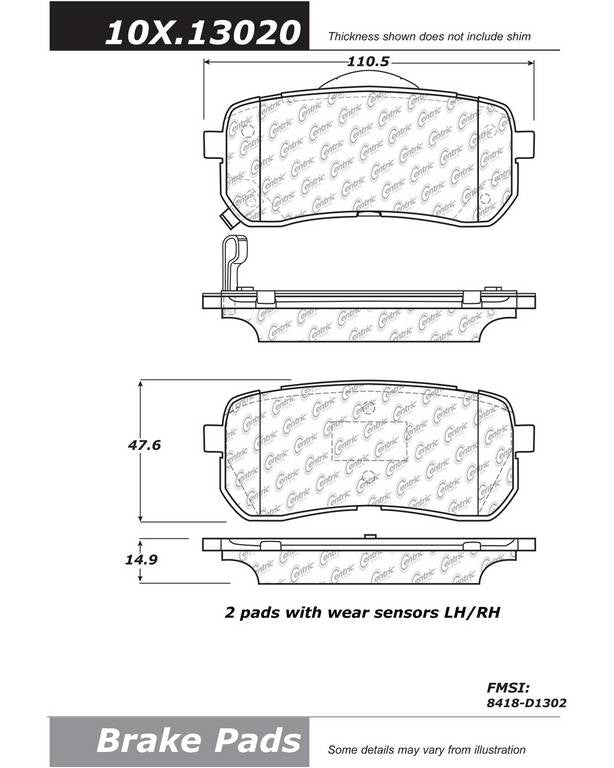 Stoptech Centric Centric Premium Ceramic Brake Pads 301.13020