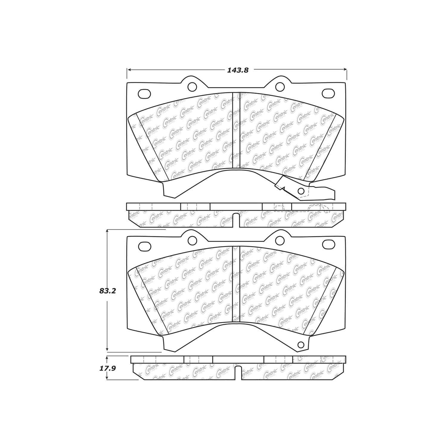 centric parts premium ceramic brake pads with shims and hardware  frsport 301.13030